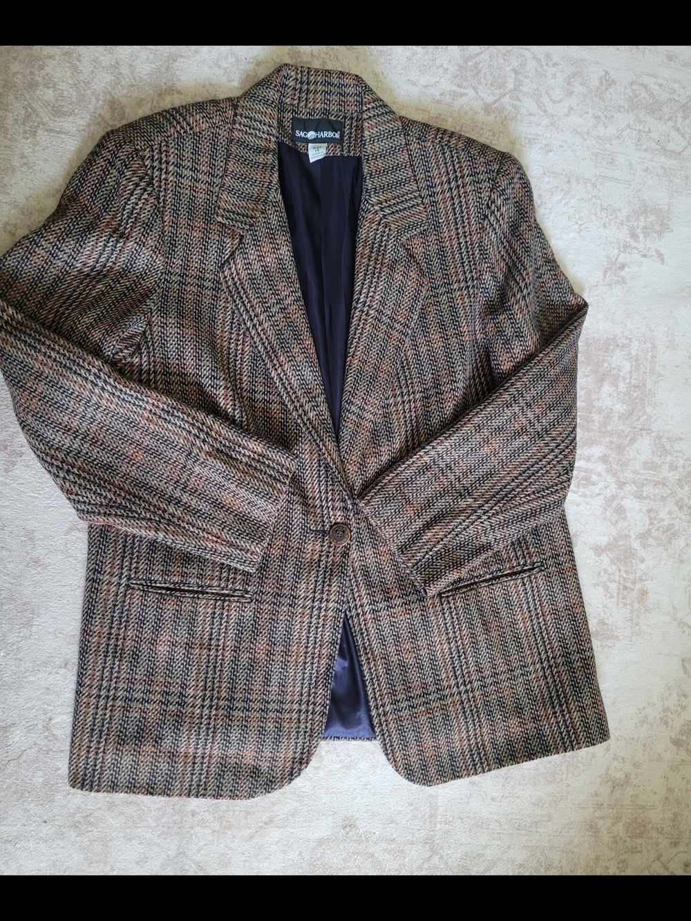 Sag Harbor Men's Brown Plaid Single-Button Blazer